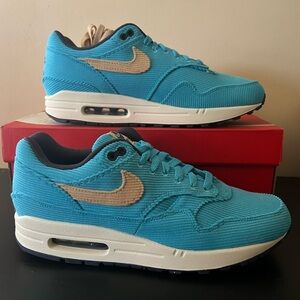 Nike Air Max 1 PRM Sneakers Baltic Blue Cord/Sesame FB8915-400 Men’s Sz 10 BNIB